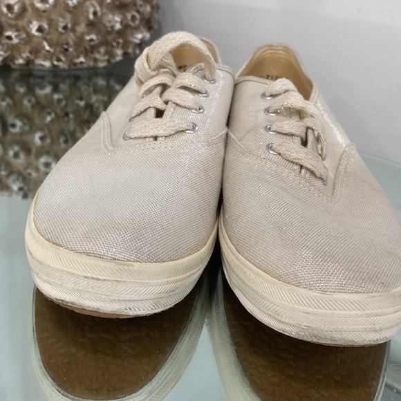 Keds Canvas Crosshatch Snicker in Cream Pearl Silver Sparkle size 10 - Picture 11 of 16